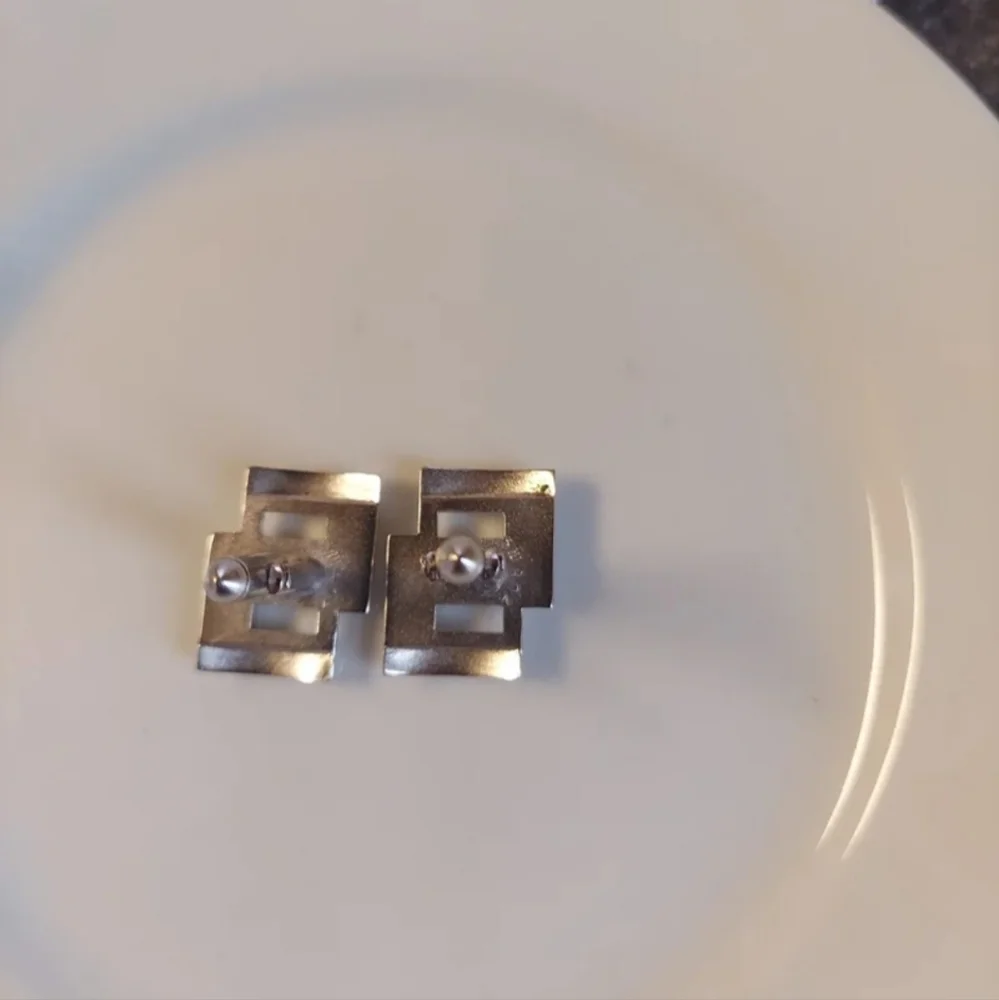 VINTAGE SWANK SILVERTONE GEOMETRIC CUFFLINKS 4TH GEN OWNED EUC LIKE NEW!